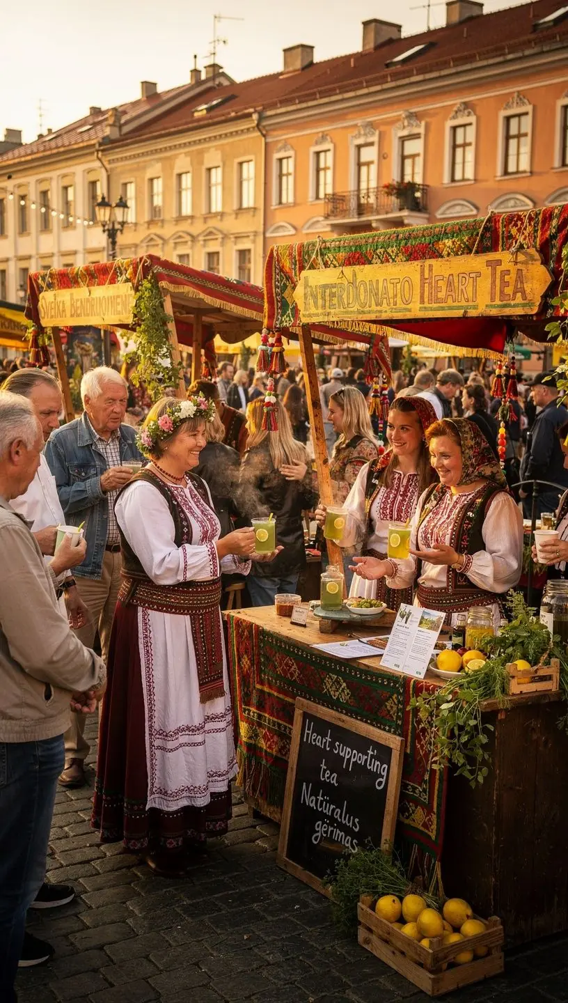Žmonės, mėgaujantys širdies arbatą, skatinantys sveiką gyvenimo būdą.